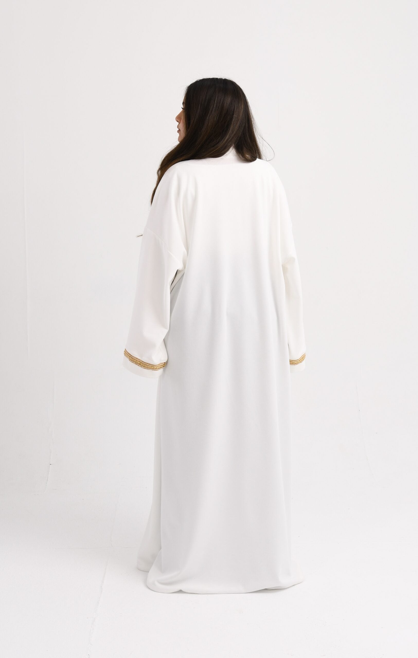 Taya’s Gold Embroidered Kaftan in White