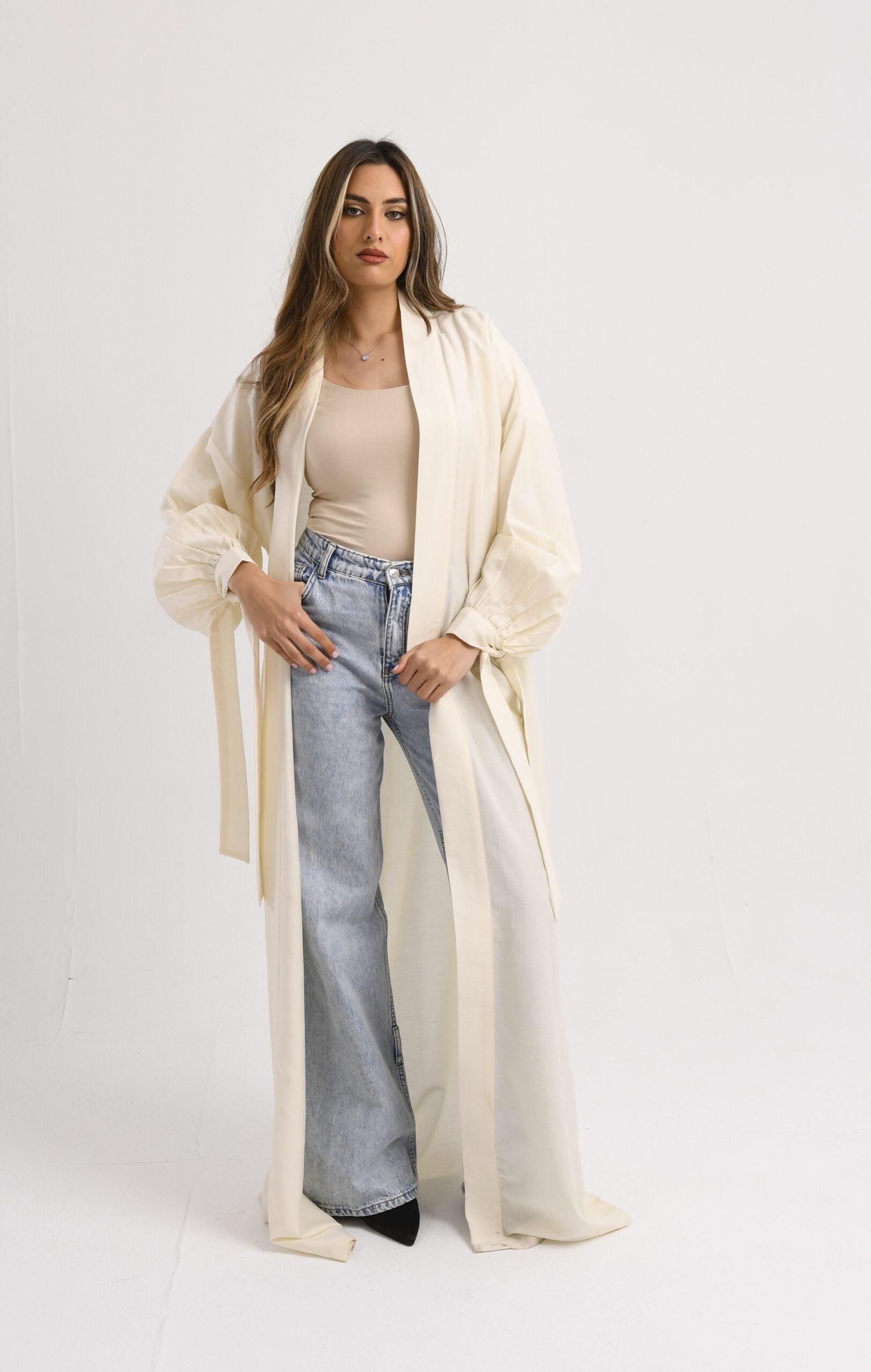 The Puff Sleeve Kaftan in Cream