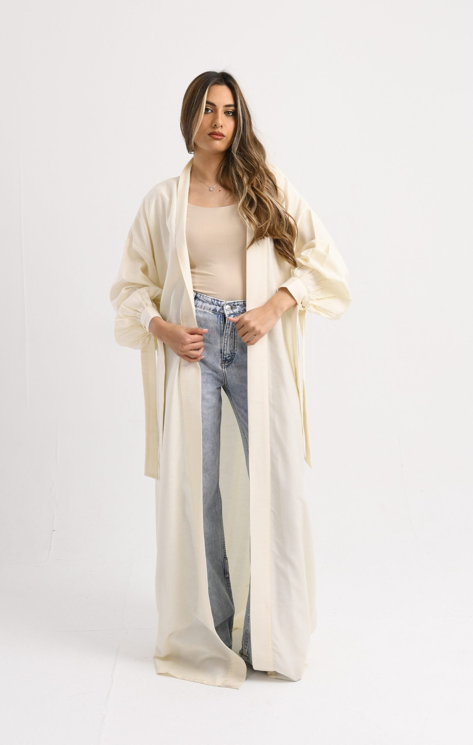 The Puff Sleeve Kaftan in Cream