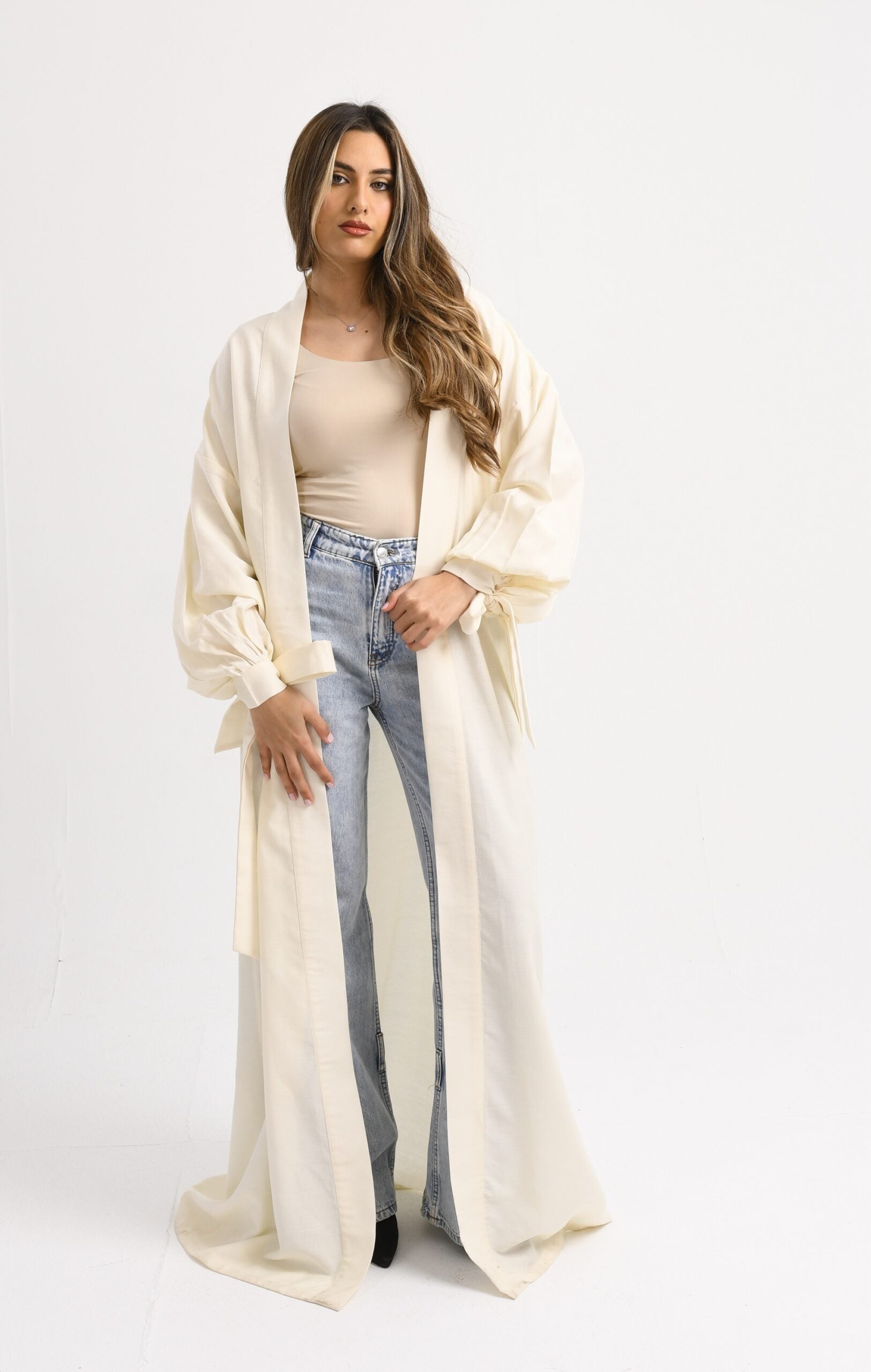 The Puff Sleeve Kaftan in Cream