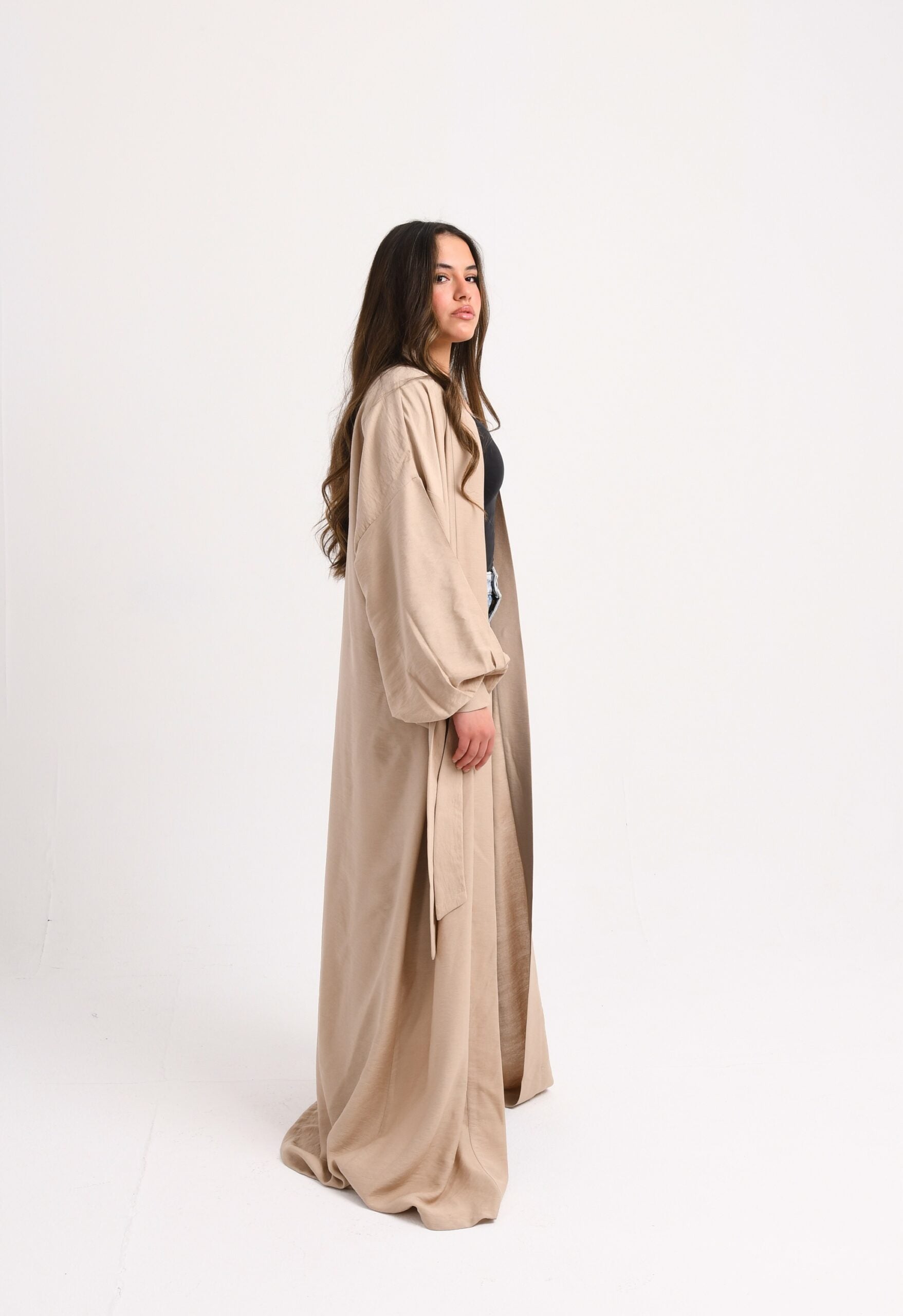 The Puff Sleeve Kaftan in Tan Beige