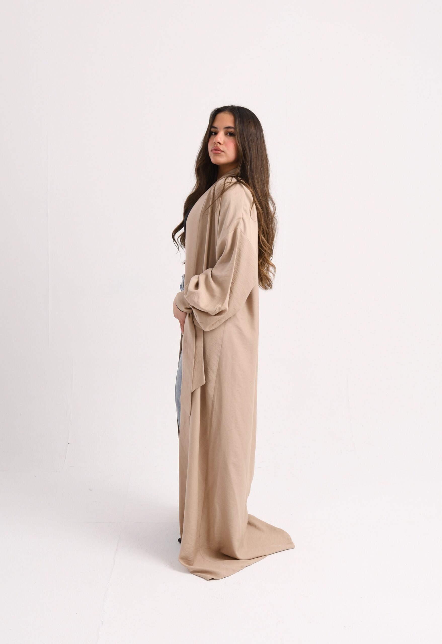 The Puff Sleeve Kaftan in Tan Beige