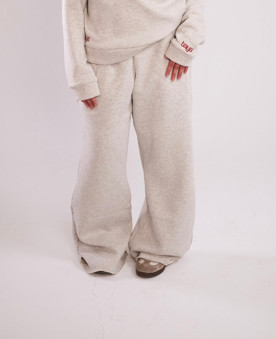 Heather grey wide-leg cozy pants