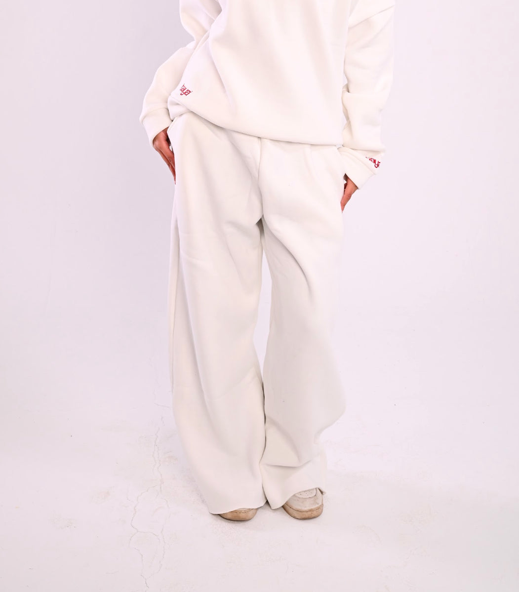 White wide-leg cozy pants