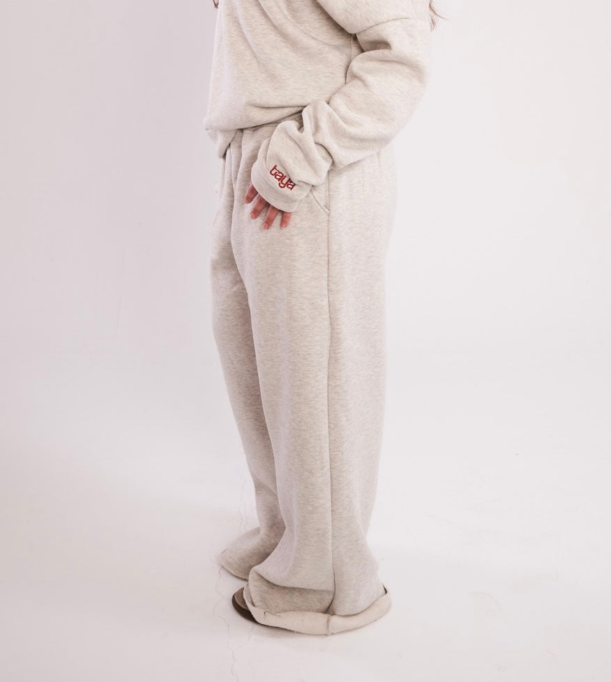 Heather grey wide-leg cozy pants