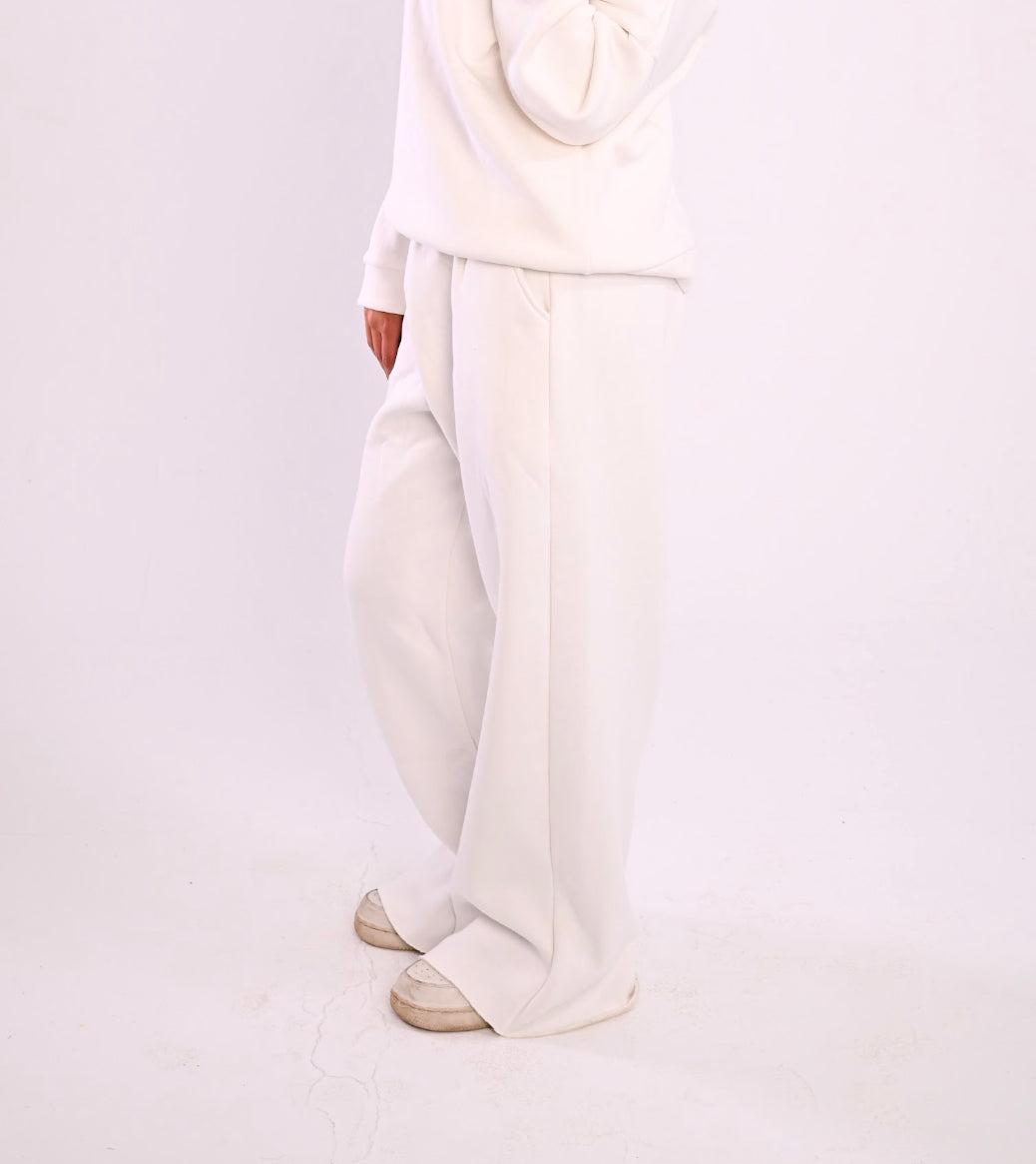 White wide-leg cozy pants