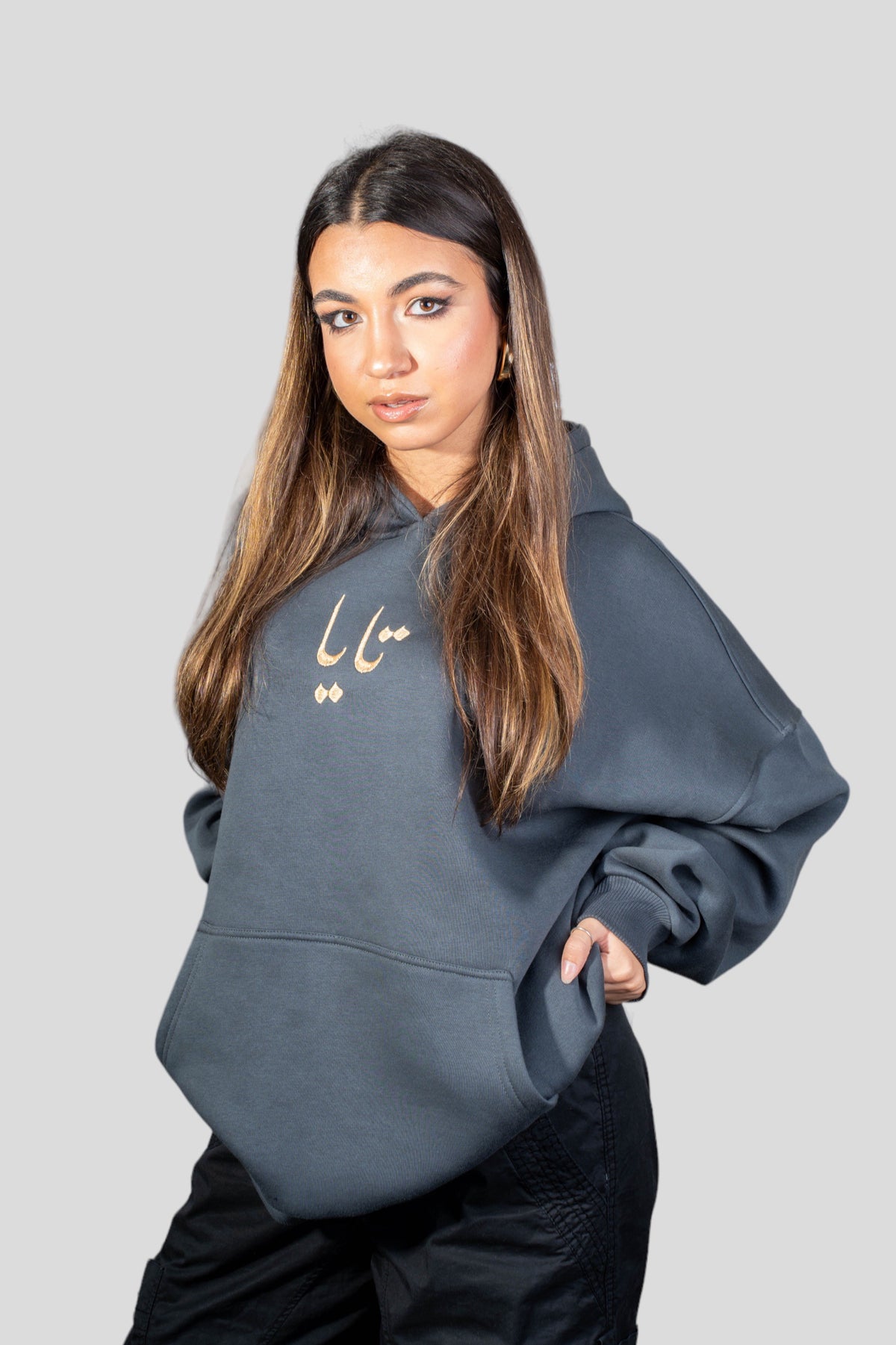 Jawaher Charcoal Grey Hoodie